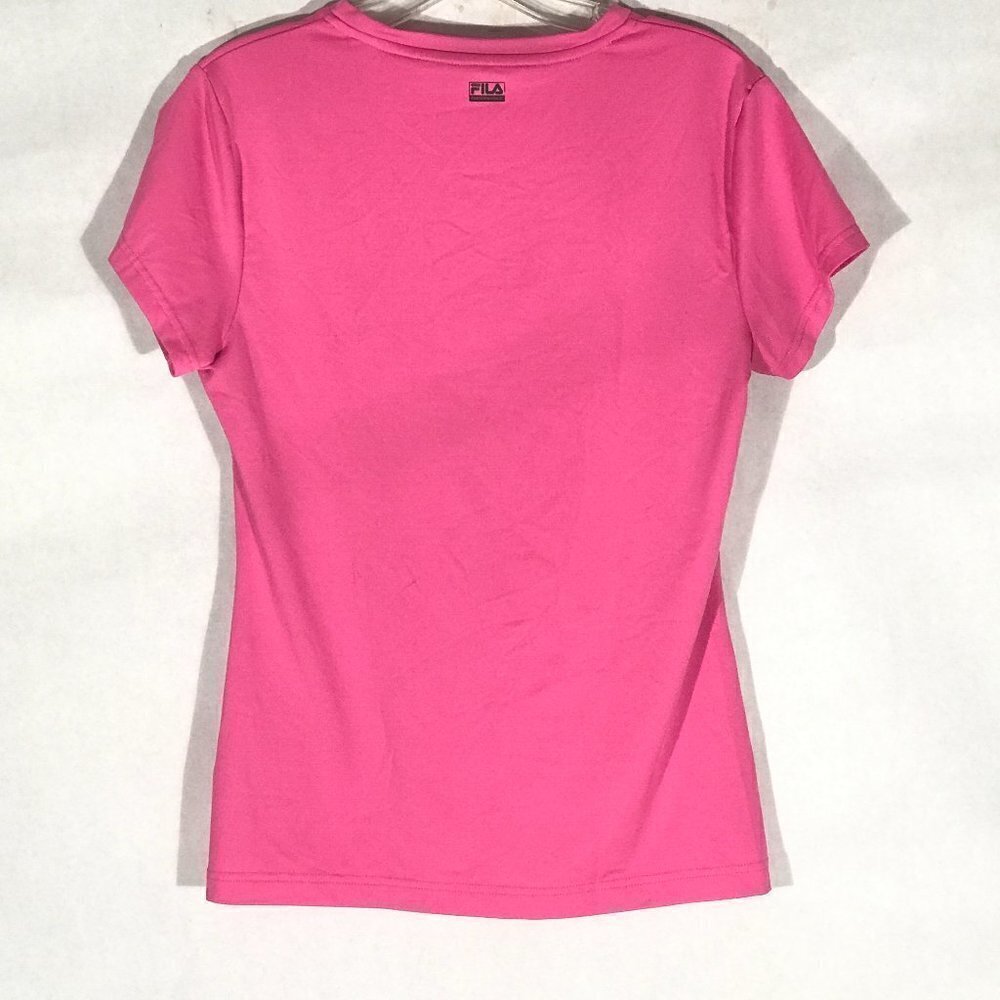 FILA Womens Pink Athletic V Neck Yoga Workout Training Top - Picture 6 of 7